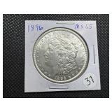 1896 Morgan Silver Dollar Marked MS65 When Purchased - Nice Mint Luster!!