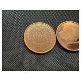 Two 2011 1 Oz Copper Rounds Buffalo Design