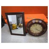 32"x44" Mirror, 34" Clock, Coat Hook