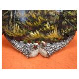 Deer Scene Painted Saw Blade w/Antler Display Holder