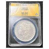 1886 US MORGAN SILVER DOLLAR ANACS MS60 DETAILS
