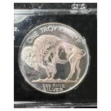 1 TROY OZ .999 FINE SILVER BUFFALO INDIAN ROUND IN CASE
