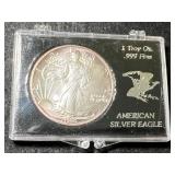 1990 AMERICAN SILVER EAGLE 1 TROY OZ .999 FINE SILVER IN CASE