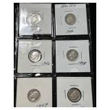 GROUP OF 6 US SILVER DIMES