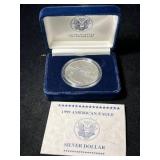 1999 AMERICAN SILVER EAGLE 1 TROY OZ .999 FINE SILVER IN MINT BOX