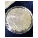 1999 AMERICAN SILVER EAGLE 1 TROY OZ .999 FINE SILVER IN MINT BOX