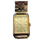 Phasar Quartz Gold-Tone Square Face Wristwatch with Metal Band
