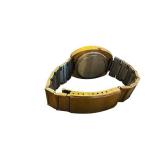 Vintage Digital Watch with Gold-Tone Bezel and Stainless Steel Back