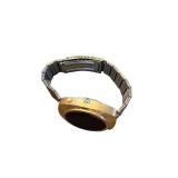 Vintage Digital Watch with Gold-Tone Bezel and Stainless Steel Back