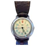 Swiss Army Brand Stainless Steel Wristwatch with Leather Band