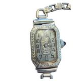 Vintage Ladies Art Deco Mechanical Wristwatch with Etched Band