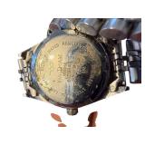 Waltham Stainless Steel Day-Date Wristwatch with Metal Band