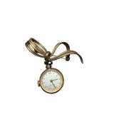 Huguenin 20 Microns Gold Plated Bow Brooch Watch