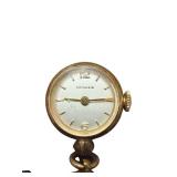 Huguenin 20 Microns Gold Plated Bow Brooch Watch