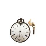 Antique Pocket Watch with Key and Roman Numeral Dial
