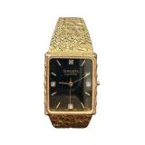 Gruen Diamond Quartz Wristwatch with Textured Gold-Tone Band