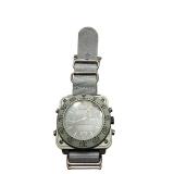 Infantry Military Style Analog Digital Wristwatch with Gray Nylon Strap