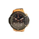 Megir Chronograph Wristwatch with Black Silicone Band and Gold-Tone Case