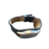 Aldo Quartz Wristwatch with Wide Black Leather Band