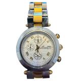 Klaus-Kobec Couture Sports Chronograph Watch Two-Tone Steel Bracelet