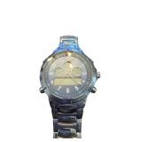 Analog Digital Stainless Steel Wrist Watch with Metal Band