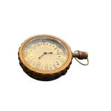 Vintage Brass Pocket Watch with Roman Numerals and Decorative Case