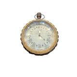 Vintage Brass Pocket Watch with Roman Numerals and Decorative Case
