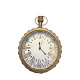 Vintage Brass Pocket Watch with Roman Numerals and Decorative Case