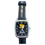 Barbie Ladies Wristwatch with Black Leather Band