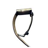 Oui Art Dual-Time Rectangular Wristwatch with Black Strap