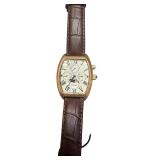 Stauer Gold Tone Chronograph Watch with Brown Leather Band