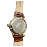 Stauer Roman Numeral Gold-Tone Wristwatch with Leather Band and Tag