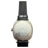 Stauer Wristwatch with Decorative Silver-Tone Bezel and Black Leather Band