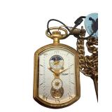 Stauer Pocket Watch with Chain and Moon Phase Display