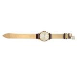 Zeppelin Flatline Brown Leather Strap Wristwatch with Gold Tone Case