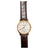 Stauer Swiss Made Gold-Tone Wristwatch with Brown Leather Band