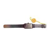 Stuhrling Original Square Face Black Leather Watch, Multi-Color Dial