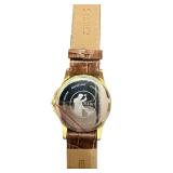 Stauer Gold Tone Quartz Watch with Brown Leather Band