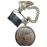 Jacques du Manoir Swiss Made Pocket Watch with Chain - Farm Scene Design