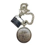 Jacques du Manoir Swiss Made Pocket Watch with Chain - Farm Scene Design