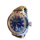 Vostok Komandirskie Russian Military Wristwatch with Green Canvas Strap