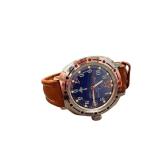 Vostok Komandirskie Russian Mechanical Wristwatch with Brown Leather Strap