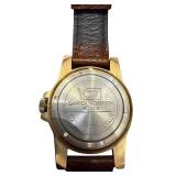 Vostok Komandirskie Russian Wristwatch with Brown Leather Band
