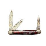 Lot of 2 Vintage Pocket Knives with Jigged Handles and Multi-Blade Design