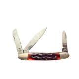 Lot of 2 Vintage Pocket Knives with Jigged Handles and Multi-Blade Design