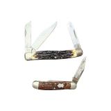 Schrade Uncle Henry and Imperial Pocket Knives with Stag Handles - Set of 2