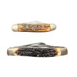 Schrade Uncle Henry and Imperial Pocket Knives with Stag Handles - Set of 2
