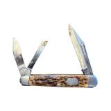 Schrade Walden USA Three-Blade Pocket Knife with Jigged Bone Handle