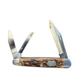 Schrade Walden USA Three-Blade Pocket Knife with Jigged Bone Handle