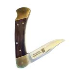 Buck 110 Folding Knife with North American Hunting Club Etching and Leather Sheath